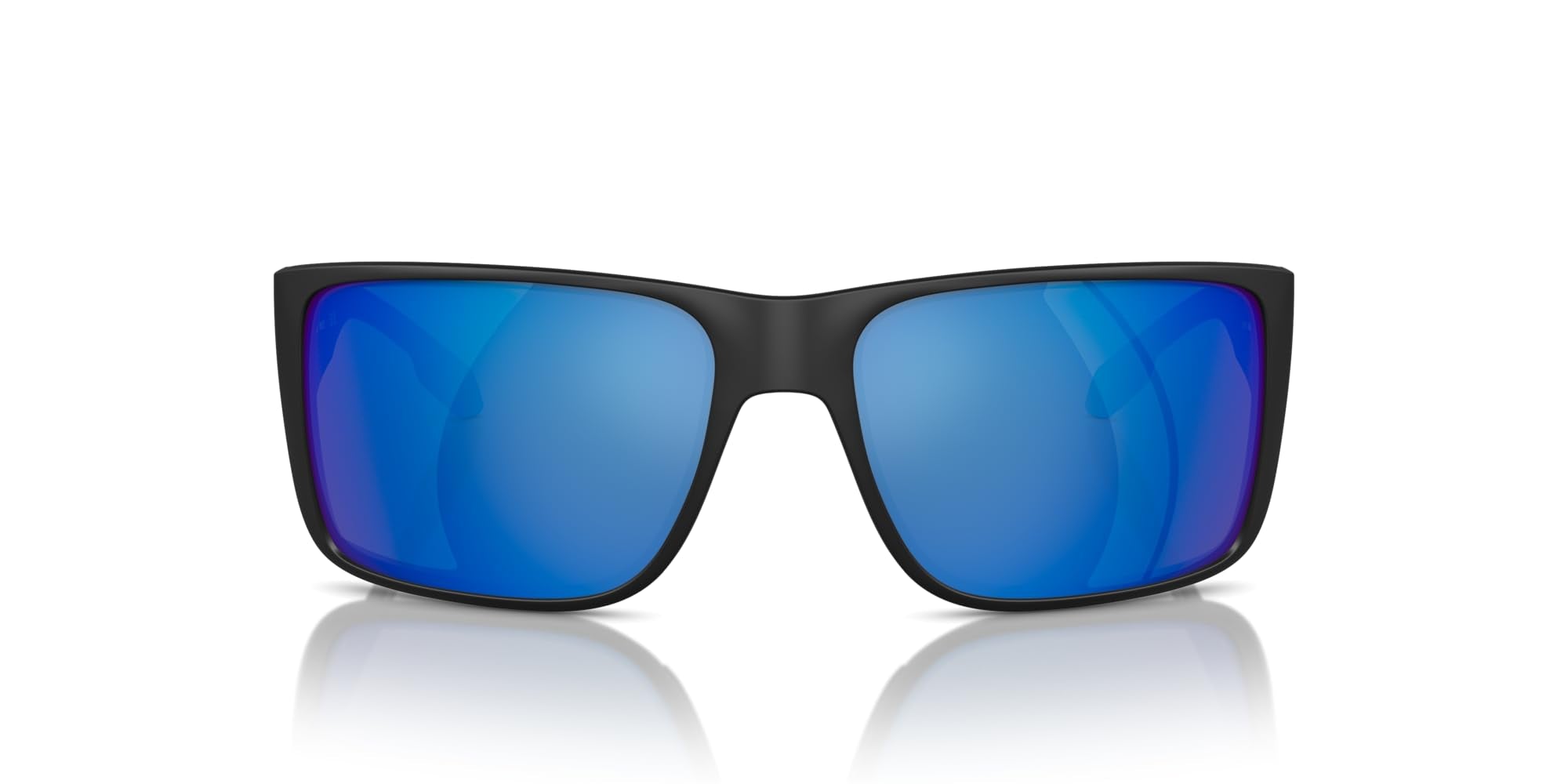 Native Eyewear Men's Badlands Rectangular Sunglasses, Matte Black/Blue Mirrored Polarized, 58 mm