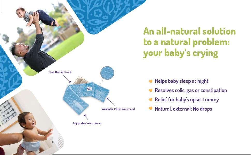 Happi Tummi Colic and Gas Relief for Babies and Infants- Heated Belly Wrap for Newborns - Aromatherapy Wrap for Upset Tummy and Constipation