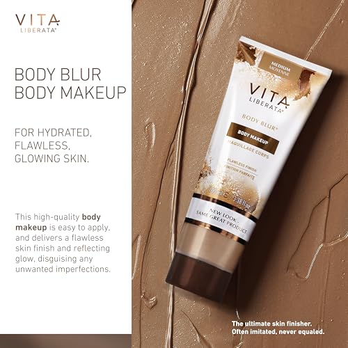 Vita Liberata Body Blur, Leg and Body Makeup. Skin Perfecting Foundation for Flawless Bronze, Easy Application, Radiant Glow, Evens Skin Tone, New Packaging
