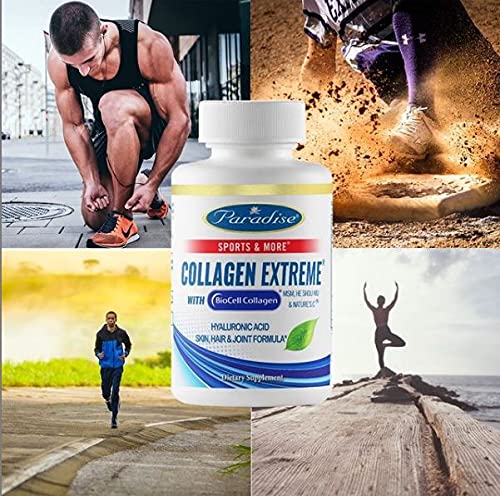 Paradise Herbs Collagen Extreme with Biocell Collagen, Hylauronic Acid and Nature's C, for Healthy Hair, Skin, and Joints, 60 Capsules