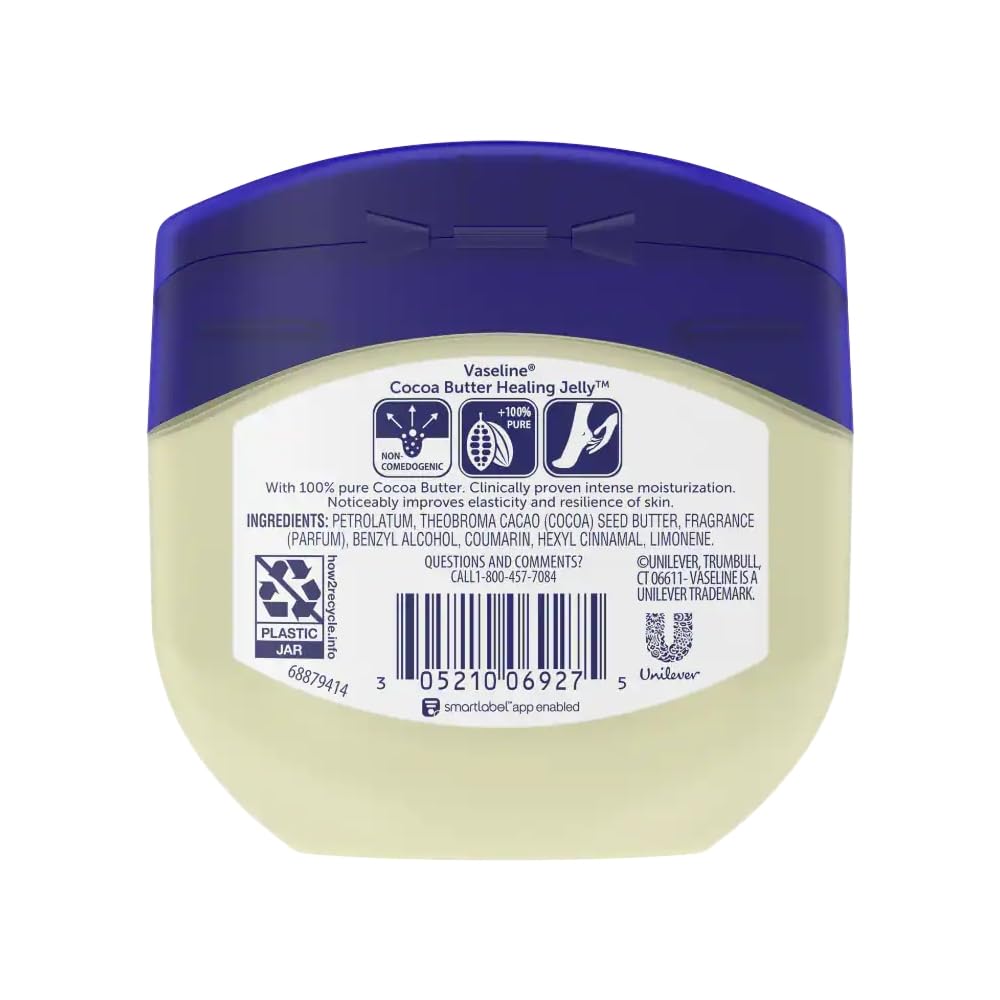 Vaseline Petroleum Jelly, Cocoa Butter 7.5 oz (Pack of 4)