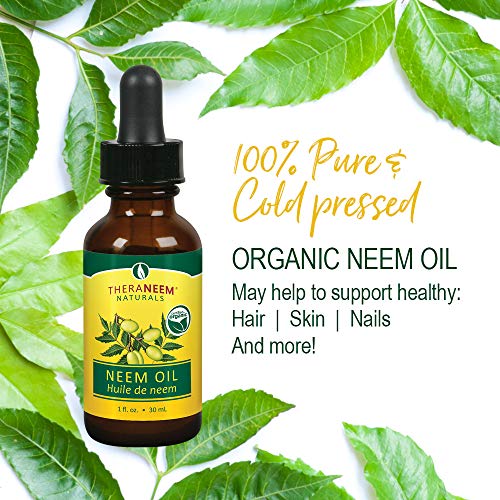 TheraNeem Naturals Neem Oil | for Healthy Skin, Hair, Nails & More | Certified Organic, 100% Pure Unrefined, Cold Pressed Neem Seed Oil | 1 fl. oz