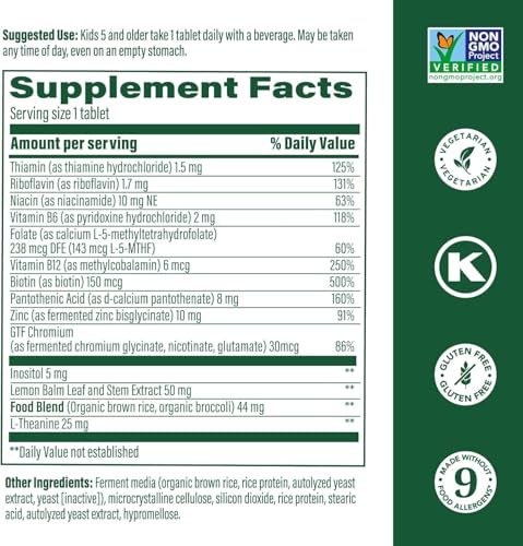 MegaFood Kids B Complex - B Complex Vitamin Supplement, 8 B Vitamins - Vitamin B6, Vitamin B12, Folate, Biotin & More, Supports Cellular Energy Production, Vegetarian, Gluten Free – 30 Mini Tablets