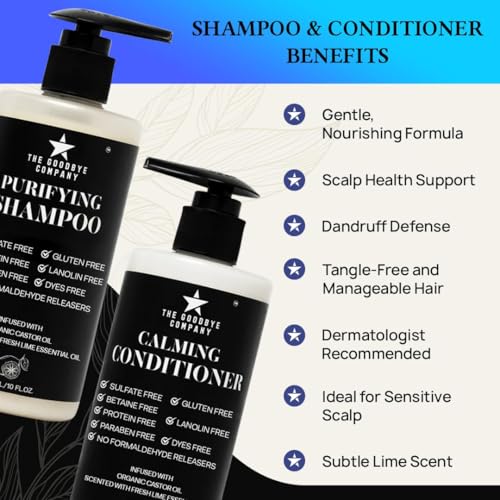 The Goodbye Company Shampoo & Conditioner Set – Sulfate-Free Hair Care with Fresh Lime Scent – Hydrating & Nourishing for Dry, Damaged Hair – 2 x 10oz Bottles