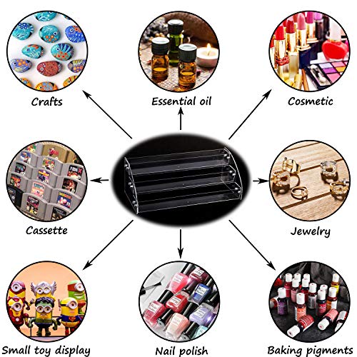 Yebeauty Clear Nail Polish Display Holder 2PCS 3 Layers, Acrylic Organizer Storage Tray Rack Stand Holder for Cosmetic Eyeglasses Lash Display