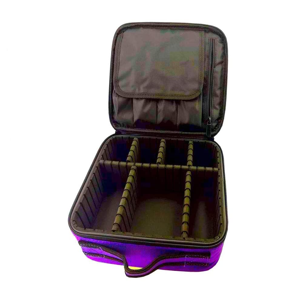 Makeup Bag for Women and Men Travel Makeup Organizer Portable Makeup Train Case Cosmetic Organizer 10 Inch Artist Storage Bag with Adjustable Dividers for Cosmetics Makeup Brushes Toiletry Purple