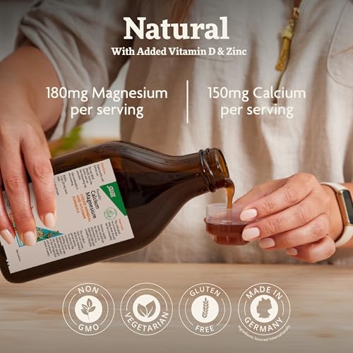 Floradix Calcium Magnesium Liquid Herbal & Mineral Supplement - Bone & Joint Support Supplement with Calcium, Magnesium, Vitamin D & Zinc - Vegetarian, Non-GMO - 17 fl oz