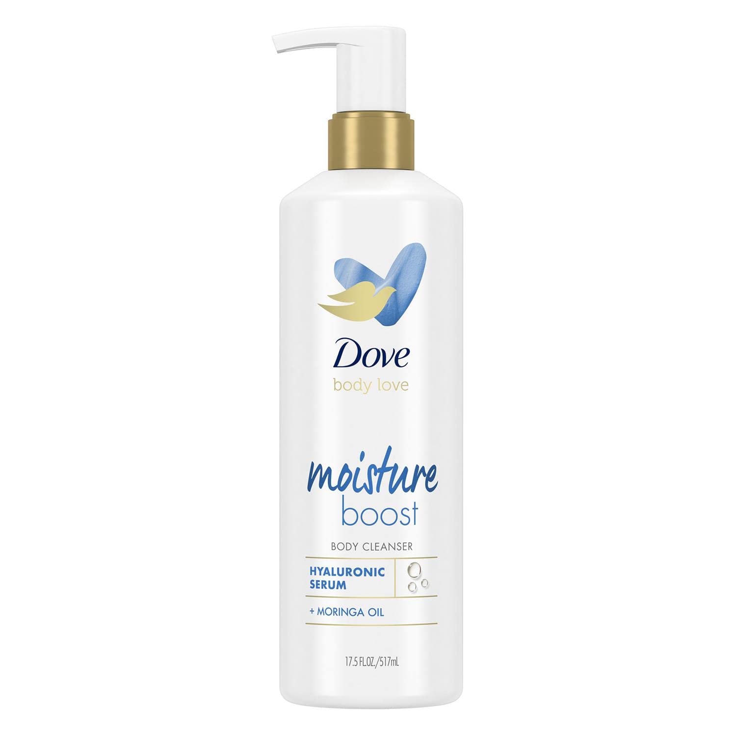 Dove Body Love Body Cleanser For Dry Skin Moisture Boost Body Wash with Hyaluronic Acid and Moringa Oil 17.5 fl oz
