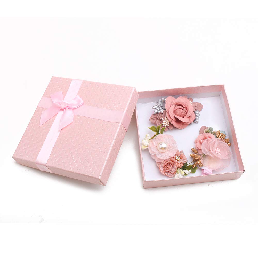 Flower Hair Clips Set for Baby Girl Lightweight Floral Hair Bow Accessories with Boutique Fully Lined Alligator Clip 3pcs for Toddler Teens Gifts
