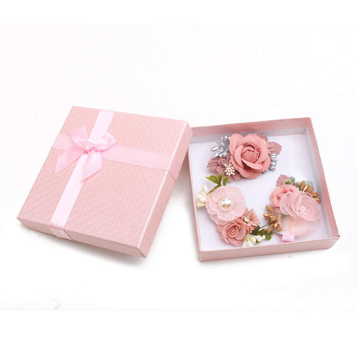 Flower Hair Clips Set for Baby Girl Lightweight Floral Hair Bow Accessories with Boutique Fully Lined Alligator Clip 3pcs for Toddler Teens Gifts
