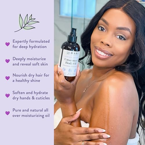 BARE BOTANICS 8 oz Moisturizing Mint Body Oil - 100% Pure & Natural for Skin & Nails - Perfect for Moisturization - Vegan, Cruelty Free & Naturally Scented Hair Oil