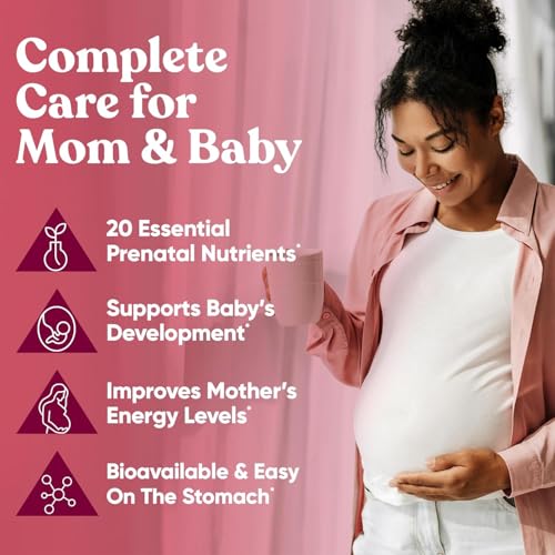 Glow Prenatal Vitamins for Women – 20-in-1 Vital Nutrients for Healthy Pregnancy and Fetal Development – Folic Acid & Vegan DHA For Baby's Growth & A Comfortable Pregnancy – 60 Nourishing Capsules