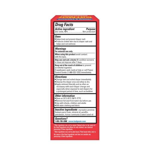 Boudreaux's Butt Paste Maximum Strength Diaper Rash Cream, Ointment for Baby, 2 oz Tube, 3 Pack