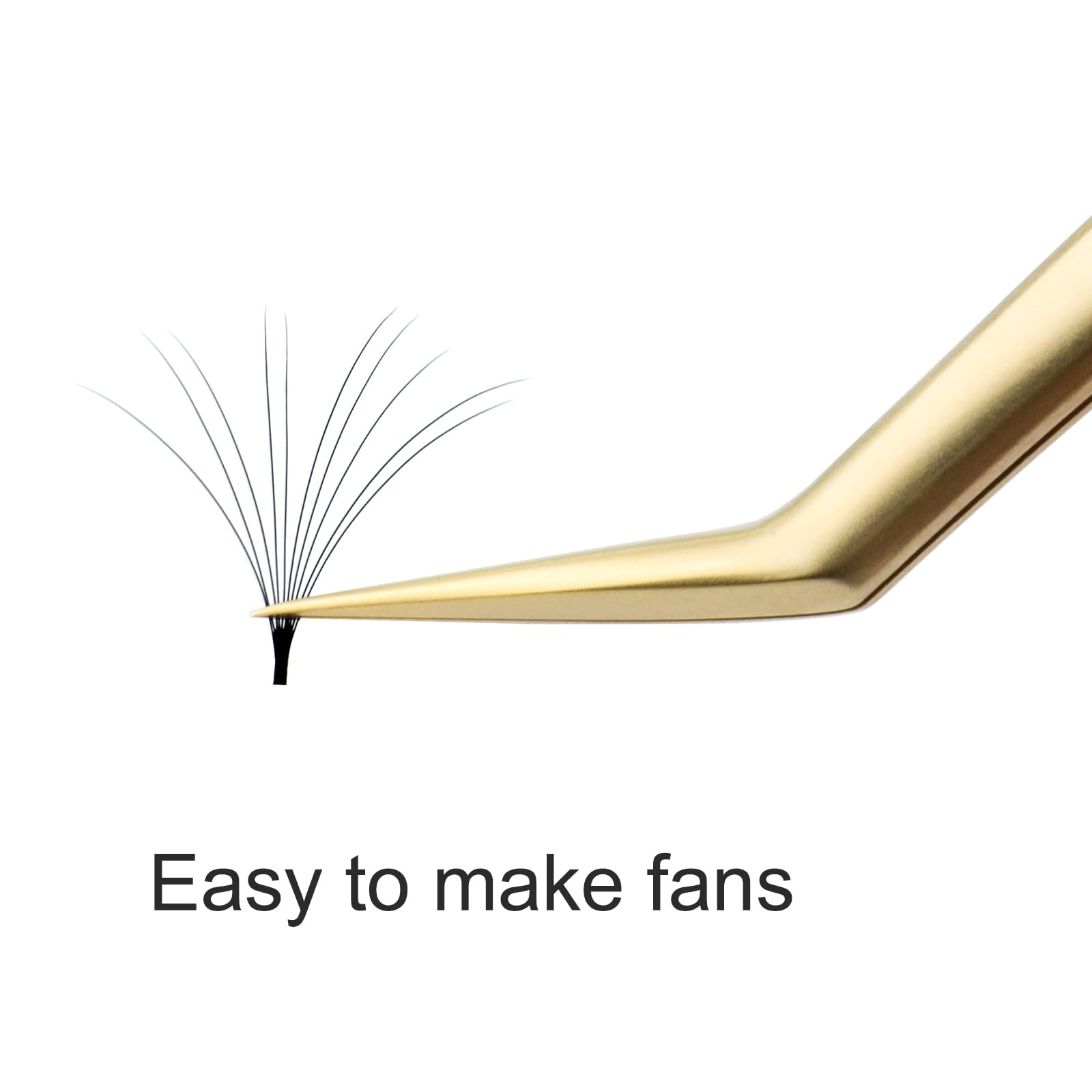 NAGARAKU Tweezers for Eyelash Extensions Gold Curved Angled Long tip Volume Cluster Super Light Weight Easy Fanning Tweezers Stainless Steel Precision (N-03-2)