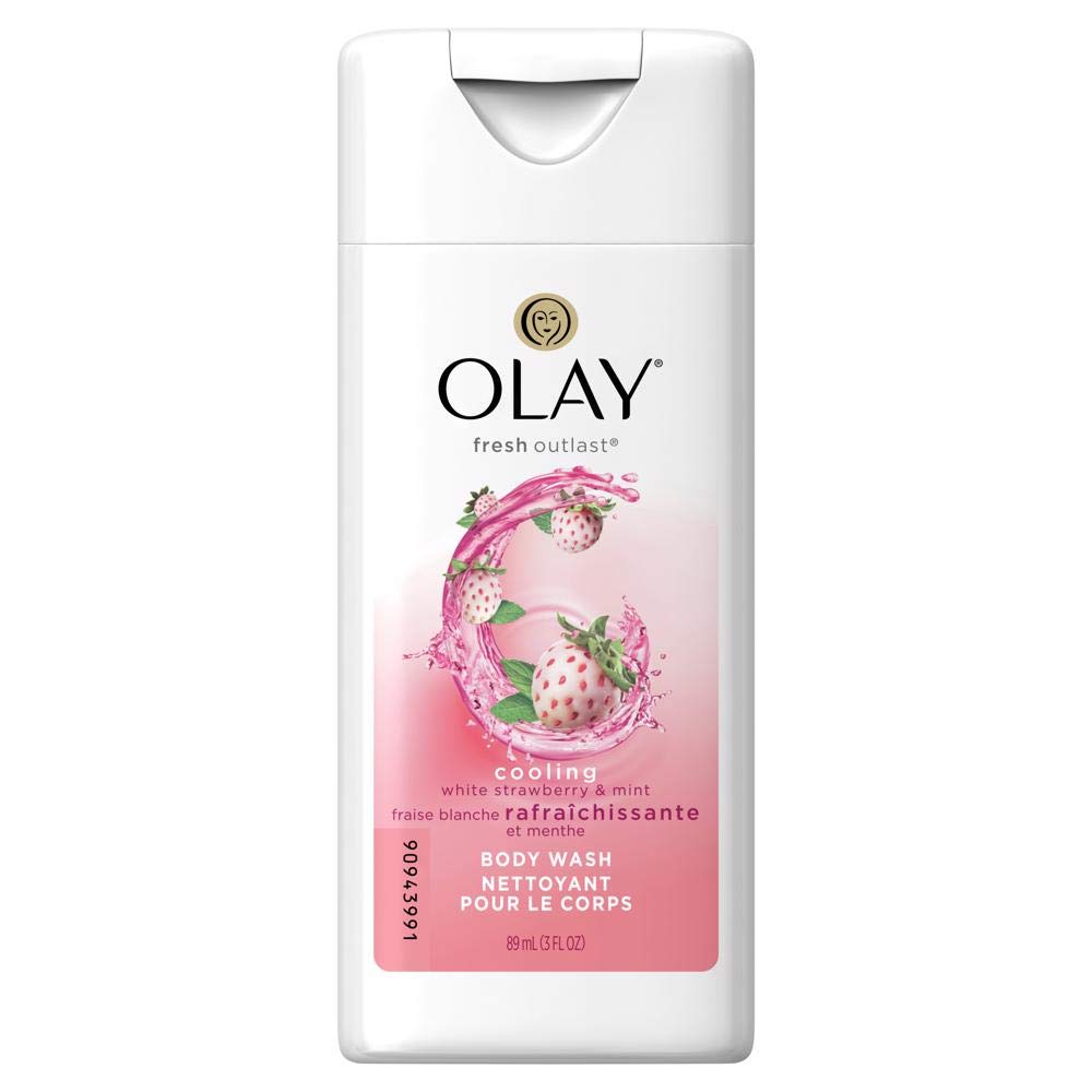 Olay Fresh Outlast Cooling White Strawberry & Mint Body Wash 3 Fl Oz (89 Ml); Travel Size