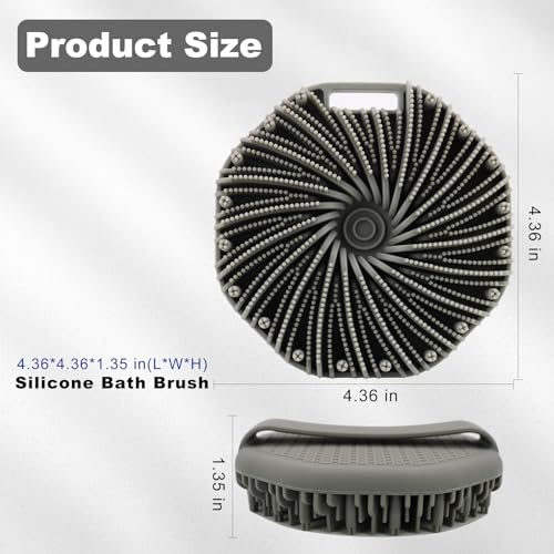 HAYSNA Silicone Body Scrubber, Men Body Scrubber, Gentle Exfoliating, Suitable for All Skin Types, Handheld Shower Brush, Rich Lathering, Easy to Clean (Gray)