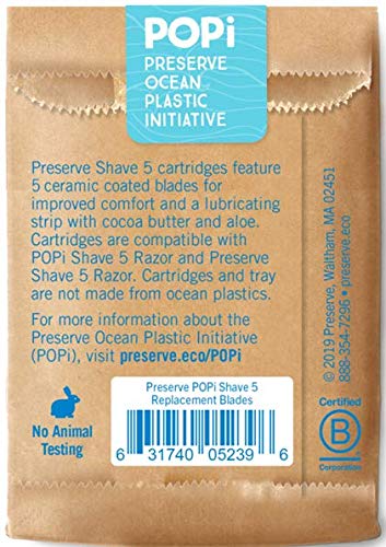 Preserve POPi Shave 5 Replacement Cartridges for Preserve POPi Shave 5 Razor, 4 Count