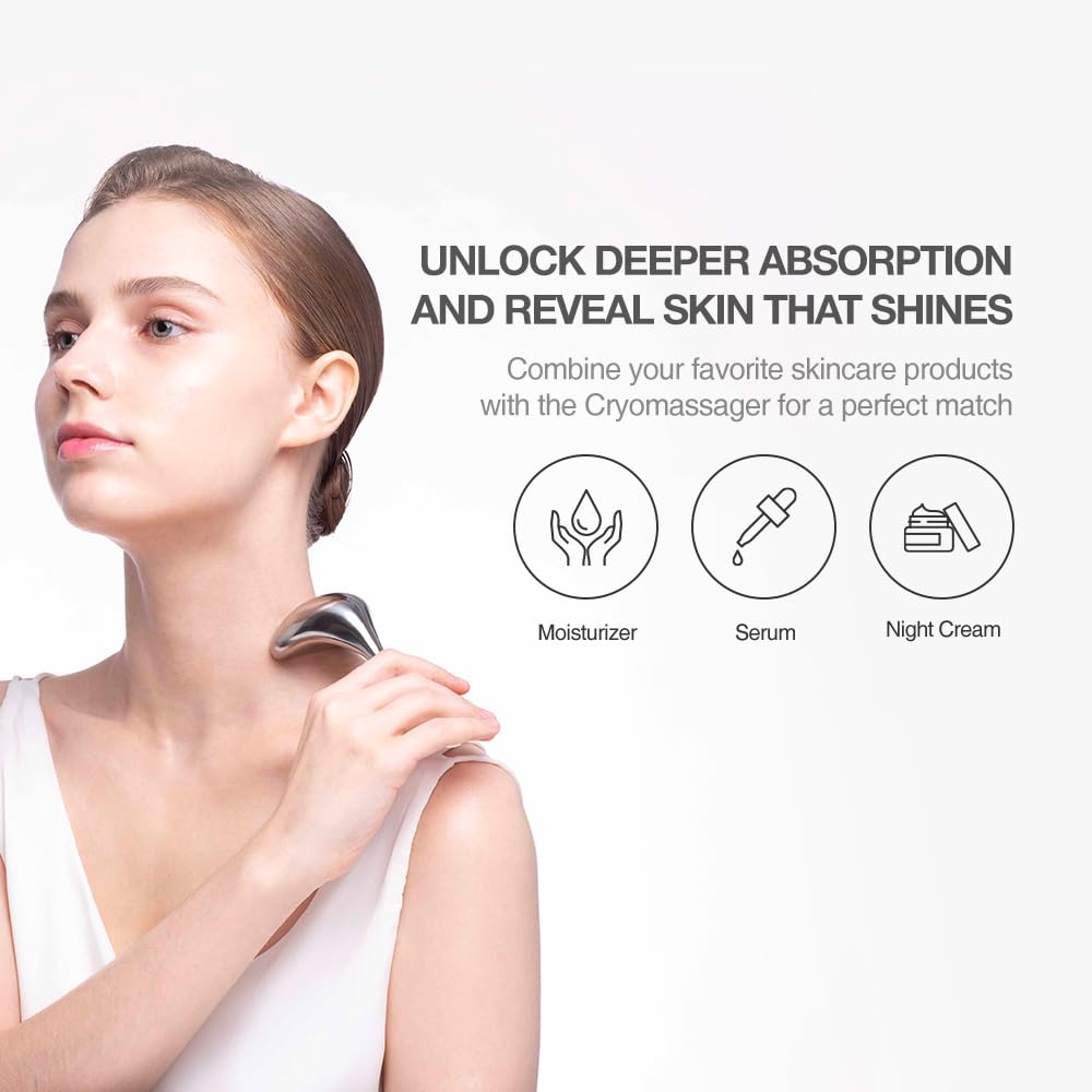 Avajar Cryostick - Korean Skin Care Products I Stainless Steel Gua Sha Facial Tools for Self Care I Double Chin Reducer I Face Massager I Face Slimmer l Facial Cooling Rollers l Puffiness & Lymphatic