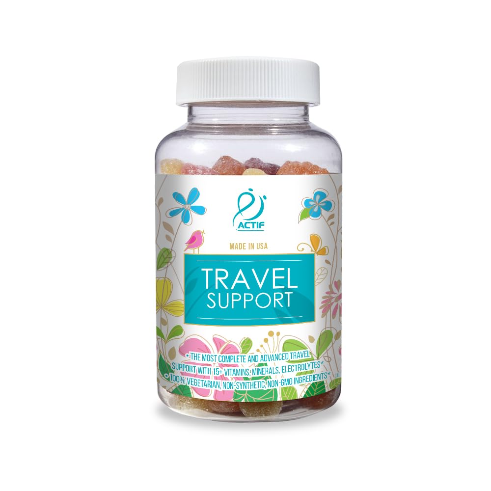 ACTIF Travel Mega Support with 15+ Advanced Factors – Non-GMO, Fast-Acting, Made in USA, 90 Gummies