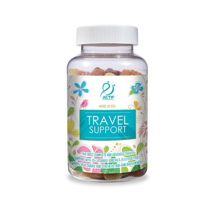 ACTIF Travel Mega Support with 15+ Advanced Factors – Non-GMO, Fast-Acting, Made in USA, 90 Gummies