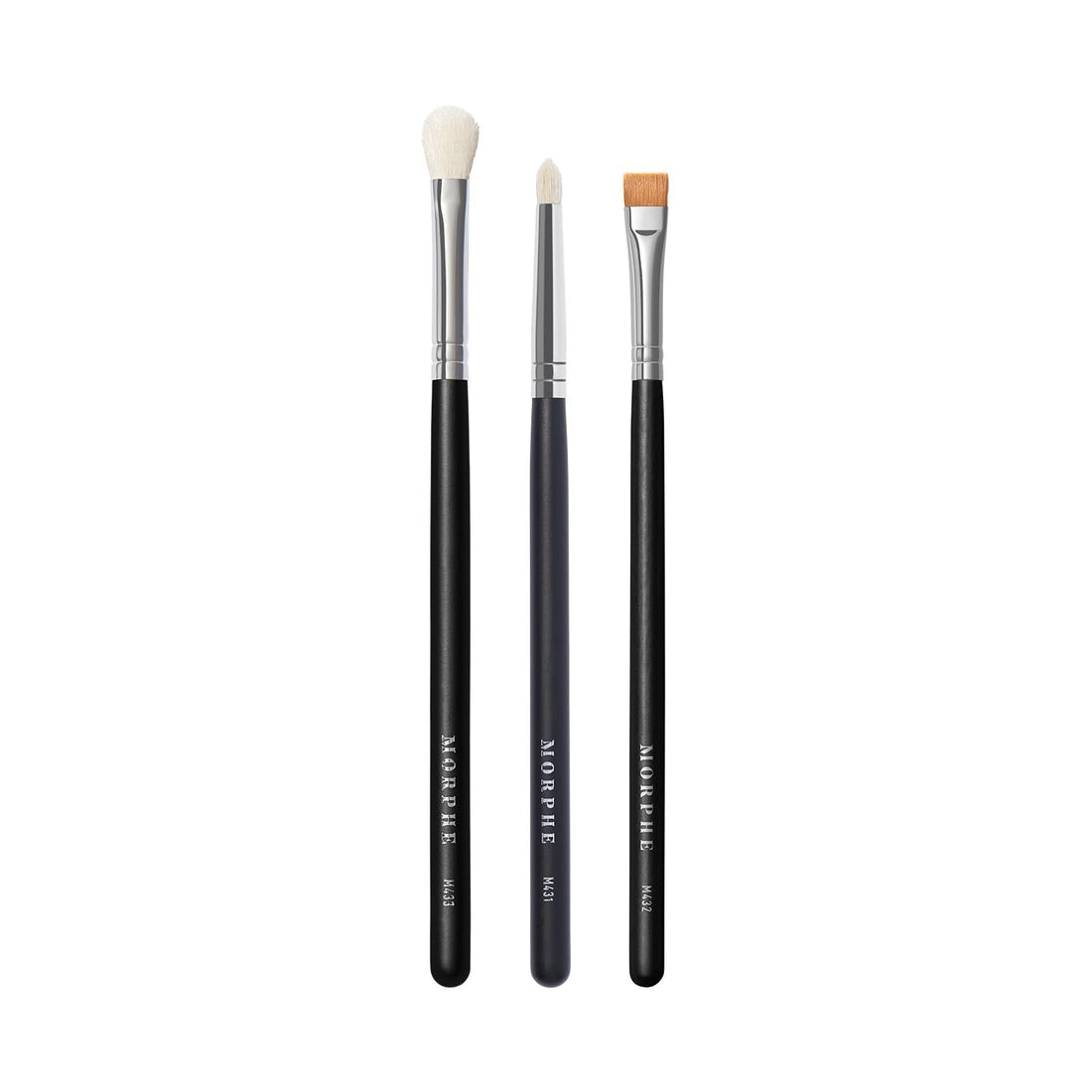 Morphe Definition Eye Makeup Brush Trio - Eyeshadow Brush Set for Blending, Precision and Definition - Includes M431, M432, M433 - For Cream or Powder Eyeshadow and Eyeliner (3 Count)