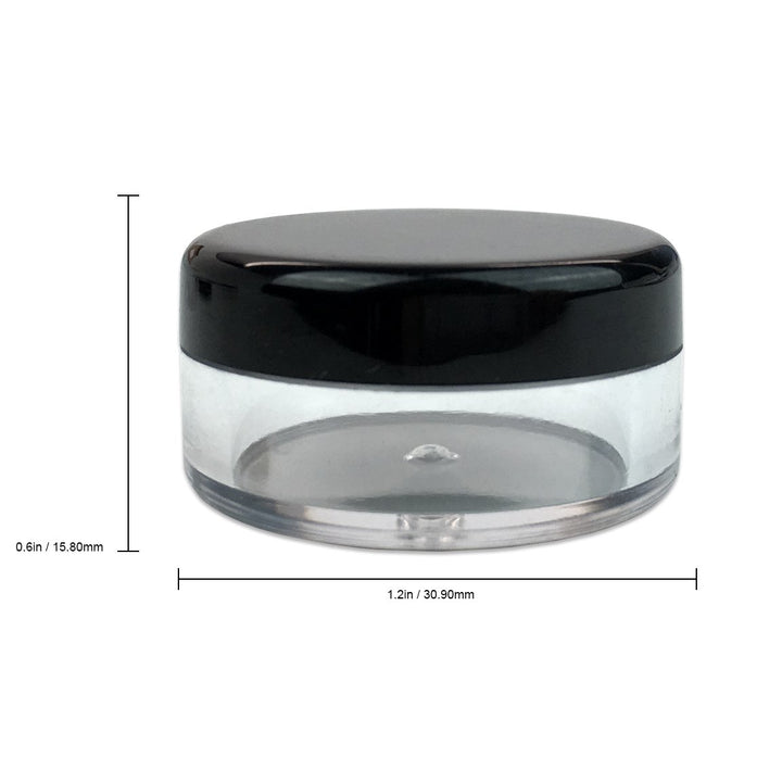 Beauticom® 5G/5ML High Quality Round Clear Jars with Black Lids for Makeup, Lotion, Creams, Eyeshadow, Cosmetic Product Samples - BPA Free (Quantity: 100pcs)