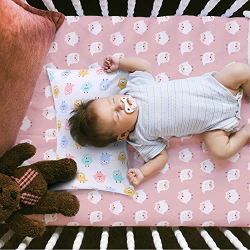 Kids Toddler Pillowcases - 2 Pack Pillowslip Case Fits Pillows Sized 13 x 18 or 12x 16 for Kids Bedding Pillow Cover Pink/White Owl Baby Pillow Cases - by UOMNY