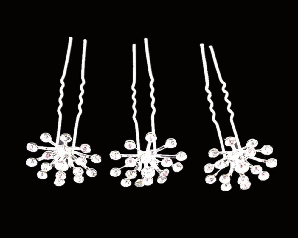 yueton 10pcs Bling Starry Crystal Rhinestone Bridal Wedding Hair Pins Women Headwear Hair Accessories (Clear)