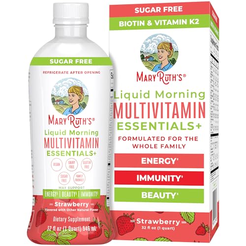 MaryRuth Organics Multivitamin for Women Men & Kids | Sugar Free | Vegan | Vitamin A, C, D, E, B12, Zinc | Daily Vitamins for Kids, Men, Women| Energy & Beauty Booster Multimineral | 32 Fl Oz