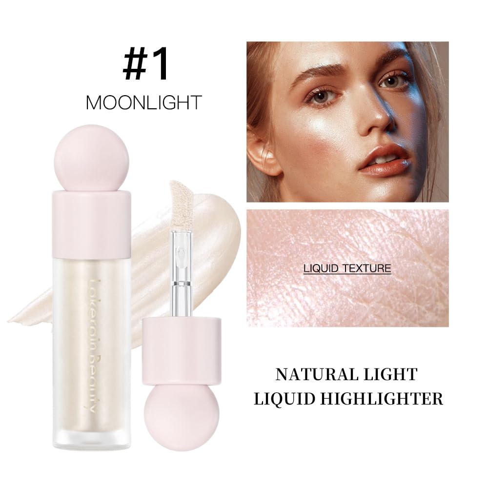 Mysense Liquid Highlighter Makeup, Natural Luminous Face Body Highlighter, Silky Smooth Lightweight Luminizer, Waterproof Long Lasting Face Illuminator Make up, #01 Moonlight White