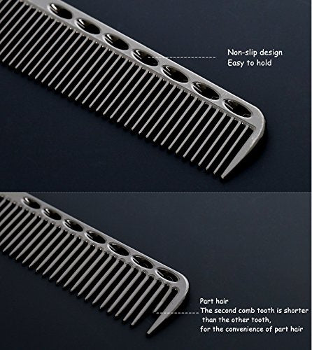 SMITH CHU Professional Durable Space Aluminum Barber Combs for Hairdressing- New Salon Anti Static Hair Styling Comb Brush (Gun black)