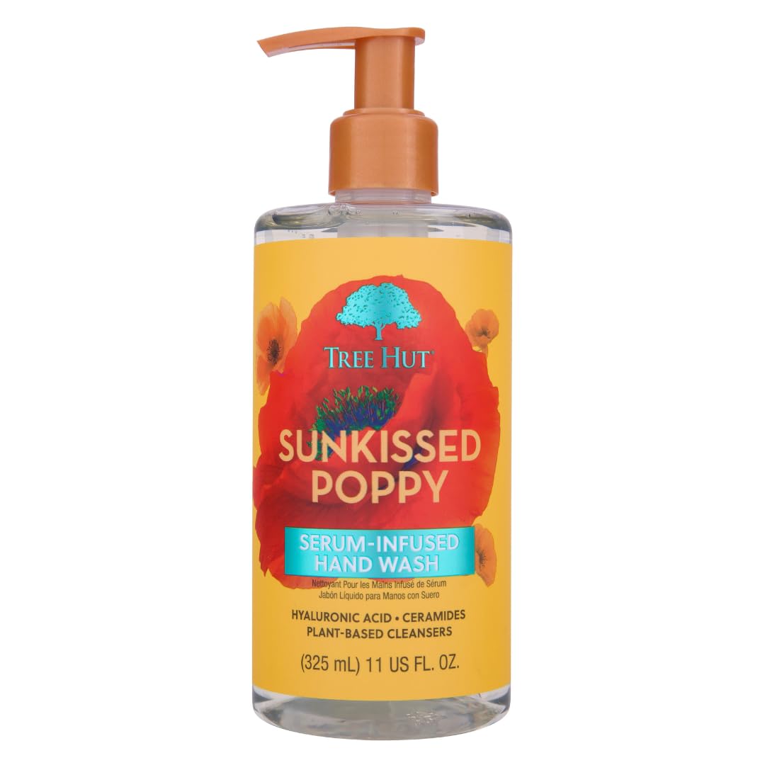 Tree Hut Sunkissed Poppy Serum Infused Hand Wash | Nourish & Hydrate Hands with Strengthening Skin Care | Long Lasting Scent | Cleanse & Lock in Moisture | 11 fl oz.