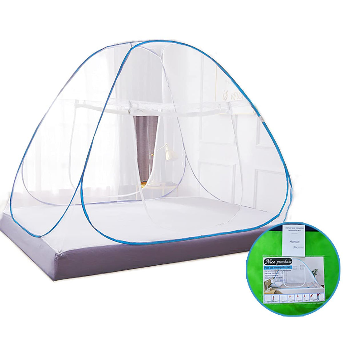 NICE PURCHASE New Portable Folding Mosquito Net Tent Freestand Bed 1 or 2 Openings (1.5m)