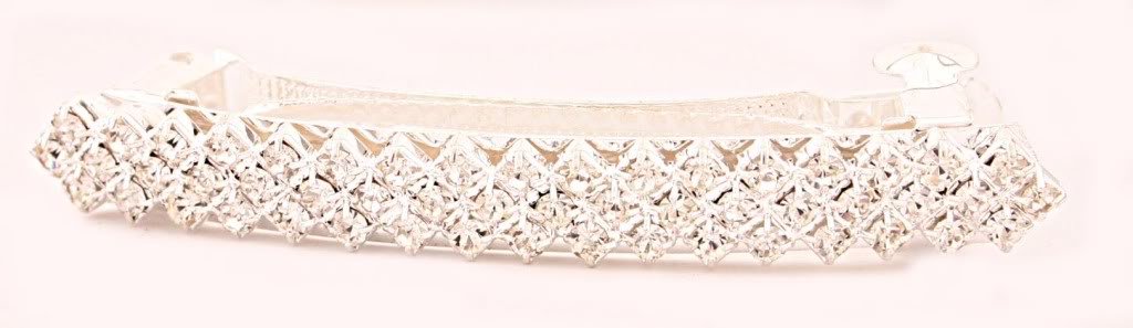 Caravancaravan Automatic Barrette Decorated with Crystal Clear Rhinestone Classic Style