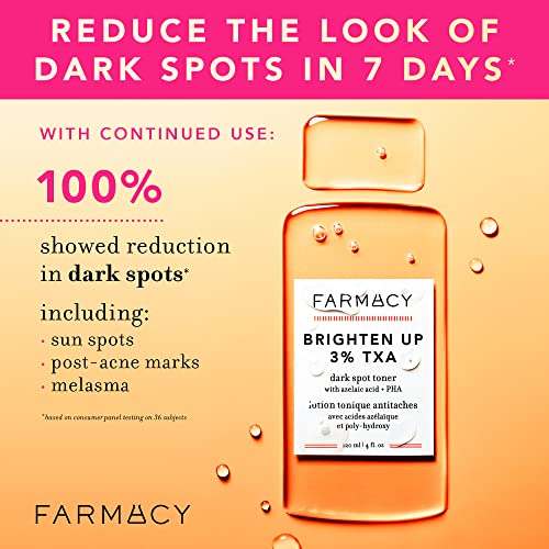 Farmacy 3% TXA Toner for Face - Brightening Face Toner for Oily Skin - Liquid Exfoliant with Azelaic Acid + 5% PHA to Target Visible Dullness + Help Reduce Uneven Skin Tone (10ml)