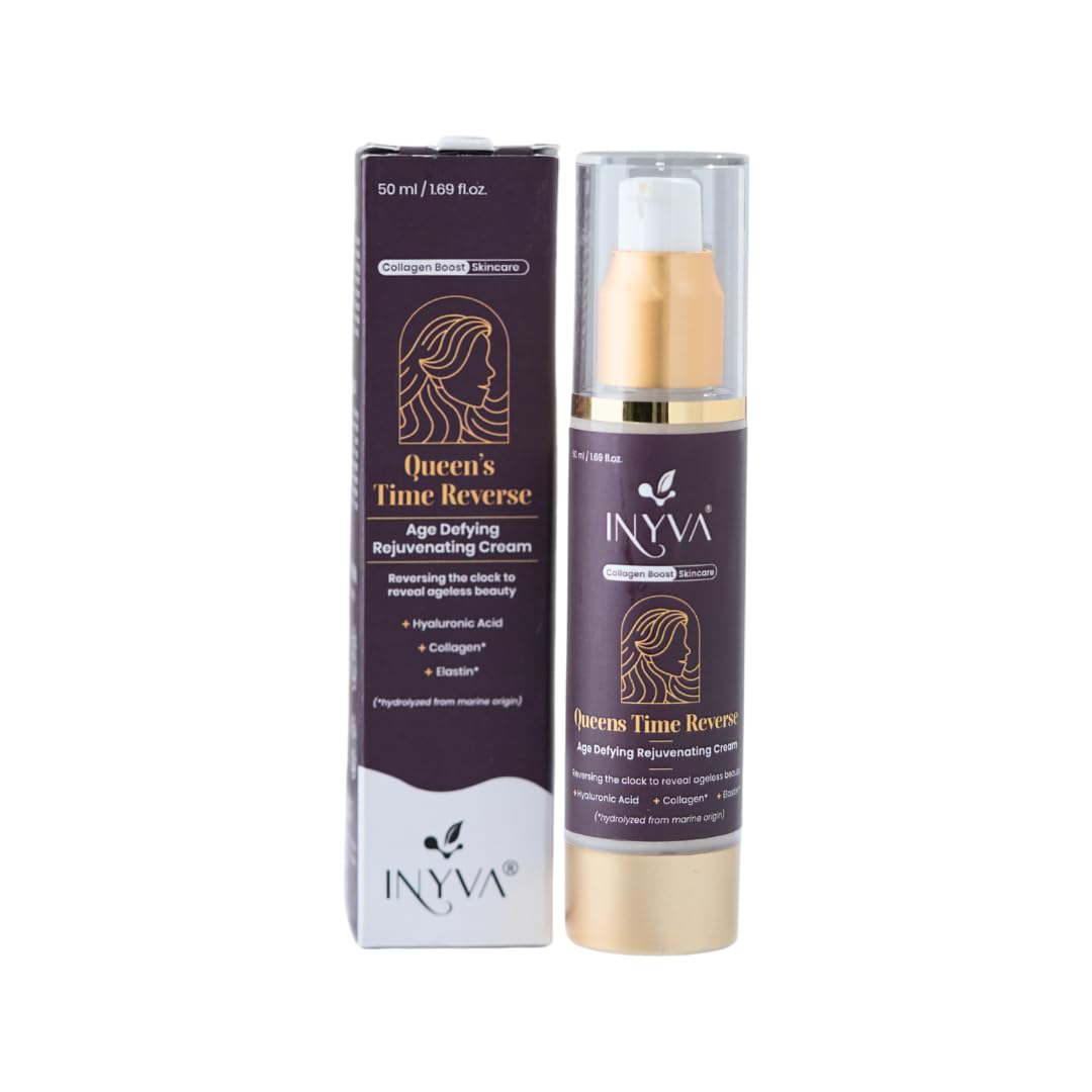 INYVA Skincare Time Reverse Anti Aging Cream With Hyaluronic Acid, Collagen, Elastin & Vitamin E Skin Firming, Hydrating, Wrinkle Reduction & Skin Rejuvenation - 1.7 Oz