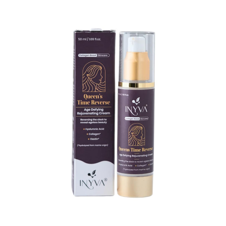 INYVA Skincare Time Reverse Anti Aging Cream With Hyaluronic Acid, Collagen, Elastin & Vitamin E Skin Firming, Hydrating, Wrinkle Reduction & Skin Rejuvenation - 1.7 Oz