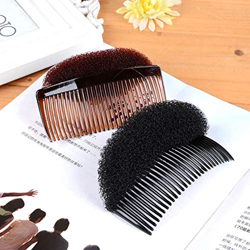 KDDOM 2 Pcs French style Bun Maker Braid Tool,Charming Bump It Up Volume Inserts Do Beehive Hair Styler Tool for Girl Woman Hair Accessories(Black,Brown)
