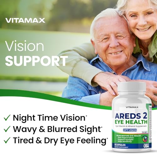AREDS 2 Eye Vitamins - Lutein, Zeaxanthin, Bilberry, Astaxanthin Mineral Vision Supplement - Supports Eye Strain, Dry Eyes, Pressure, and Vision Health - Made in USA (120ct)