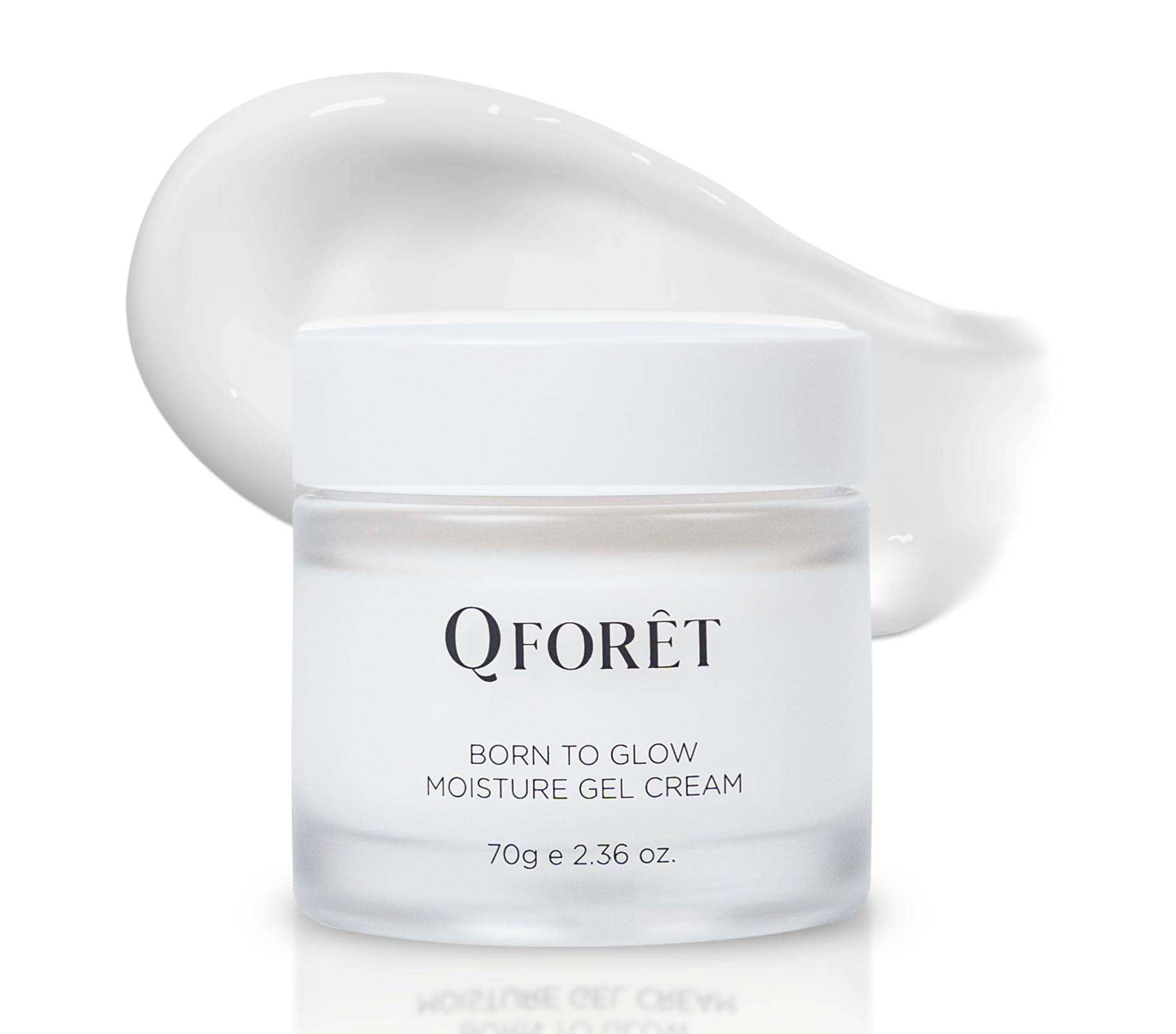 QFORET Vegan Hydrating Gel Cream – Korean Moisturizer with Hyaluronic Acid, Ceramide & Plant-Based Mucin for Dry and Sensitive Skin, 65% Plant Extracts, 2.36oz
