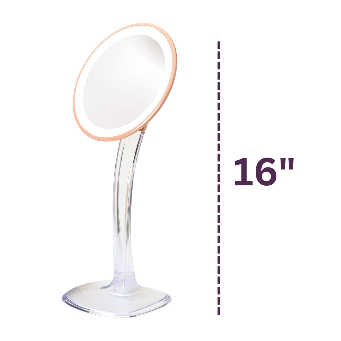 Jerdon JS725RL 7.25-Inch LED Lighted Single-Sided Vanity Mirror with 5x Magnification, Clear/Rose Gold