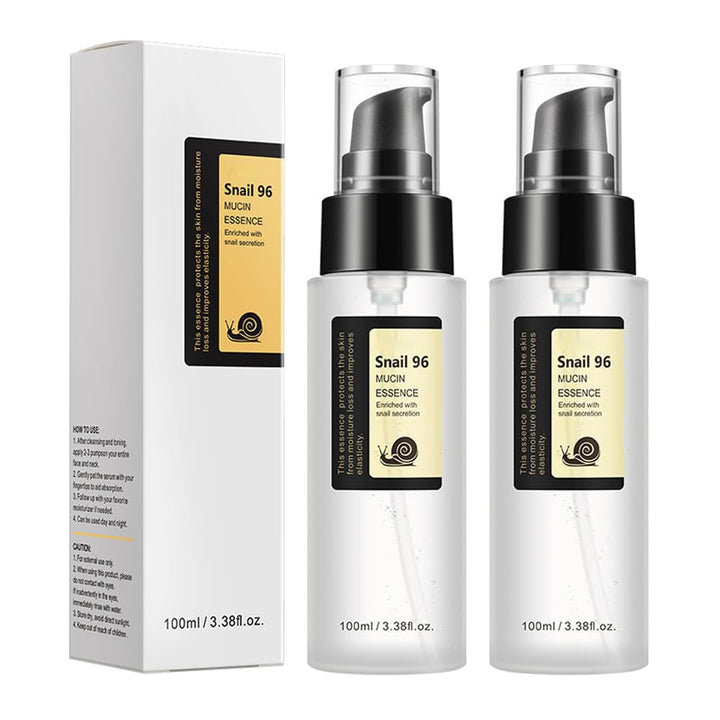 Advanced Snail Mucin 96% Power Repairing Essence, Snail Mucin 96% - Anti-Aging Serum, With Snail Secretion Filtrate For Dull And Damaged Skin, Anti-Aging & Discoloration Correcting(100ml/2 PCS)