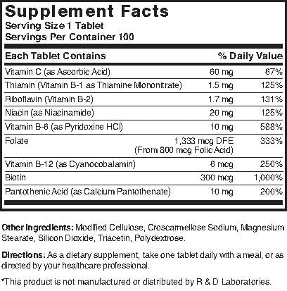 Nature's Blend Full Spectrum B with Vitamin C Powder, 100 Count (1269)