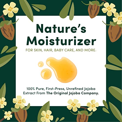 HobaCare 100% Pure, Unrefined Jojoba Oil for Skin & Nails - Moisturizing Body Oil & Face Moisturizer for Dry Skin - Natural Treatment for Hair & Beard Care (4.22 fl oz)