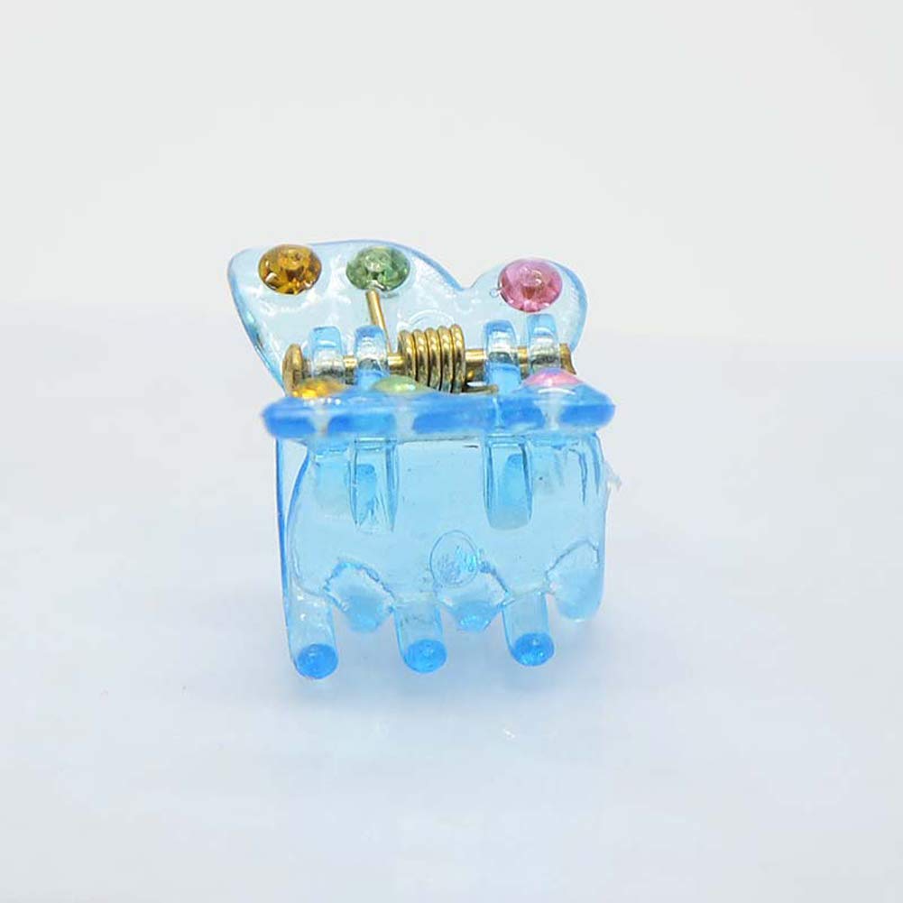 mollensiuer 24Pcs Mini Hair Clips Butterfly Plastic Rhinestone Hairs Claws Clips Barrette Hairpins Clamps Bangs Clips for Little Girl Kids Toddlers, 20mm (Multicolor)