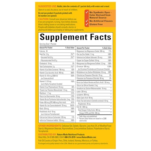Nature Made Daily Diabetes Health Pack, Dietary Supplement for Nutritional Support, 30 Packets, 30 Day Supply