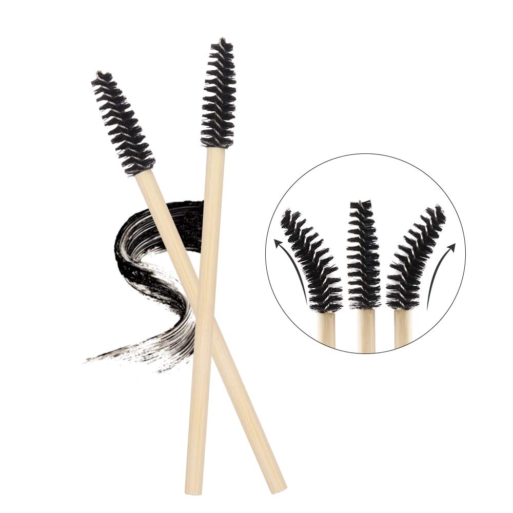 MyAoKuE-UP 100 Pack Bamboo Handle Mascara Wands Disposable Eyelash Brushes Lash Extension Tool, Black