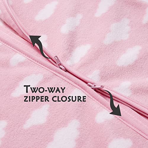 DaysU Micro Fleece Baby Sleep Sack 18-24 Months, 1.0 TOG Baby Sleeveless Wearable Blanket with 2-Way Zipper, Sleeping Bag for Baby Girl, 1 Pack, Pink Cloud