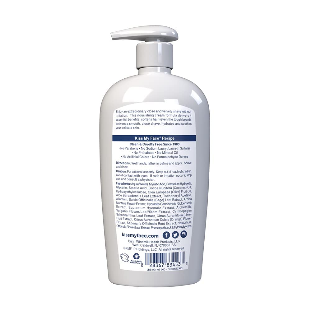 Kiss My Face Moisture Shave Fragrance Free - 11 Oz, 2 pack (image may vary)