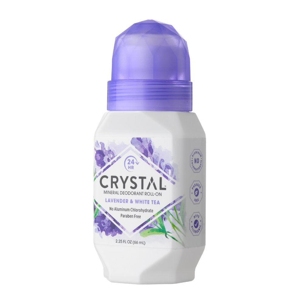 CRYSTAL essence Mineral Deodorant Roll-On - Lavender and White Tea (2.25 fl oz) - 12 Pack